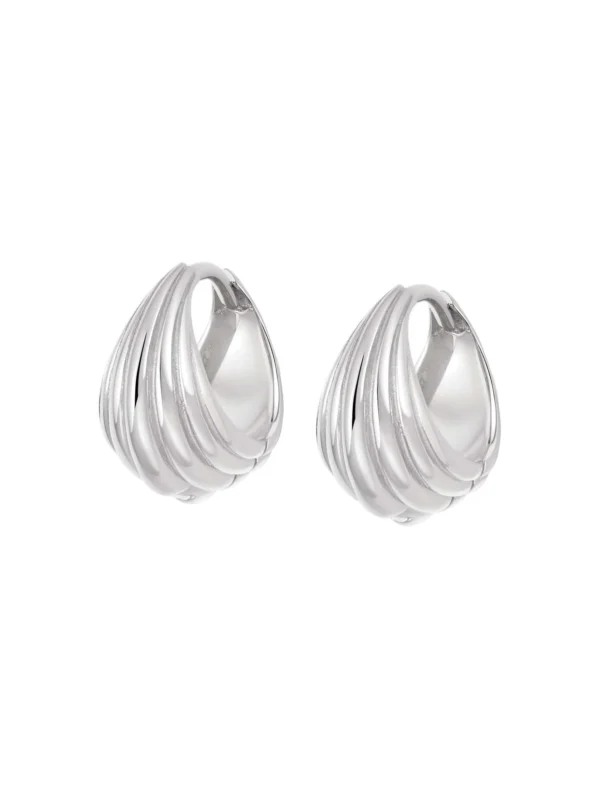 Daisy London Ridged Huggie Earrings Sterling Silver