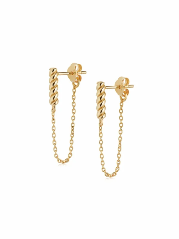 Daisy London Rope and Chain Drop Earrings 18ct Gold Plate