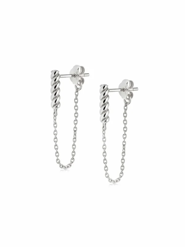 Daisy London Rope and Chain Drop Earrings Sterling Silver