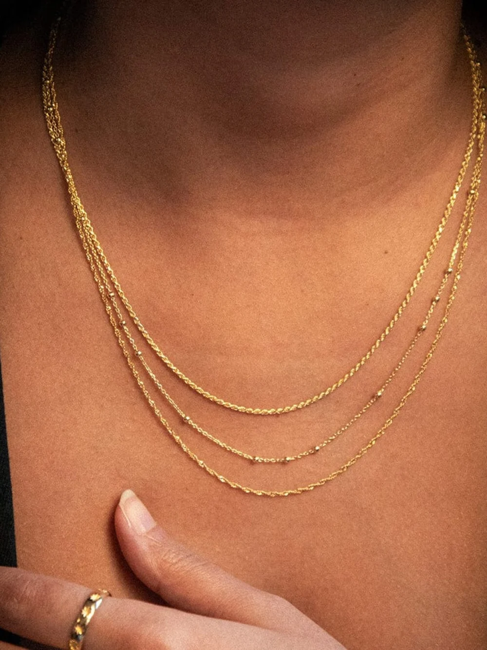 Daisy London Rope Layering Chain Necklace 18ct Gold Plate, view 3
