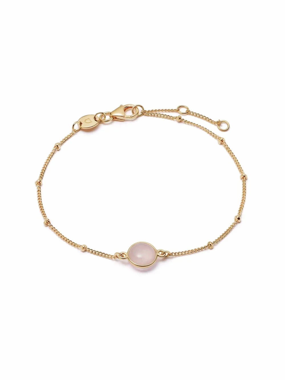 Daisy London Rose Quartz Healing Stone Bobble Bracelet 18ct Gold Plate