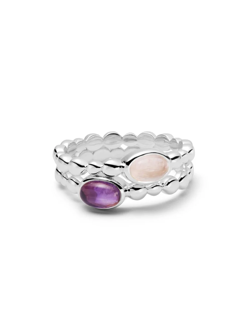 Daisy London Rose Quartz Healing Stone Bobble Ring Sterling Silver, view 5