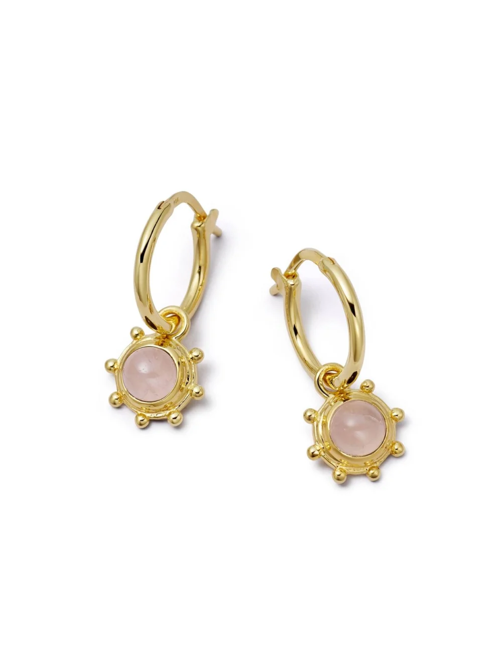 Daisy London Rose Quartz Healing Stone Charm Earrings 18ct Gold Plate