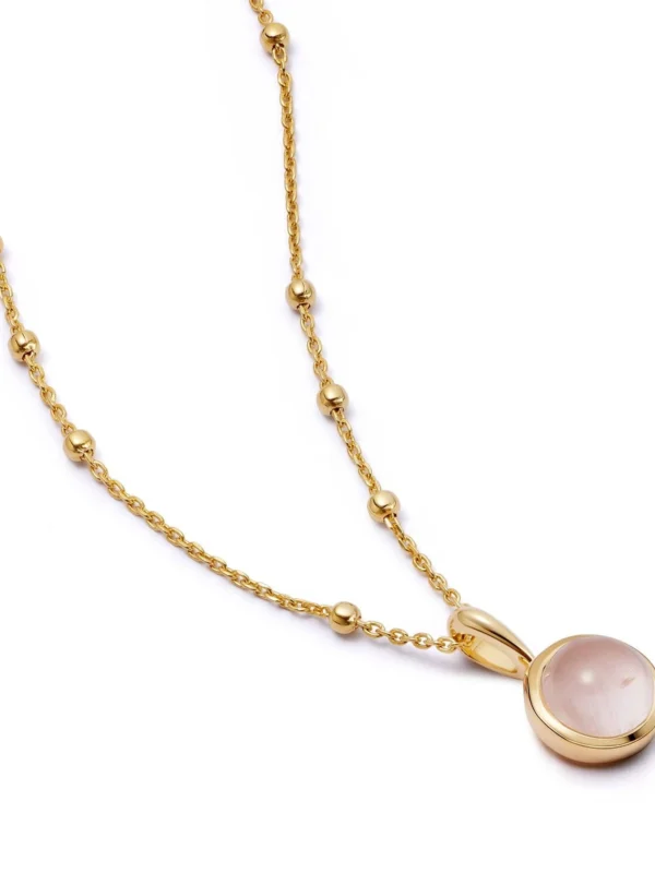 Daisy London Rose Quartz Healing Stone Necklace 18ct Gold Plate
