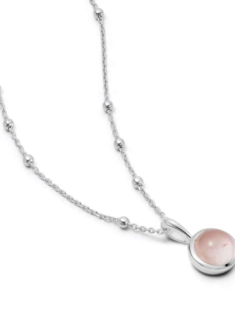 Daisy London Rose Quartz Healing Stone Necklace Sterling Silver