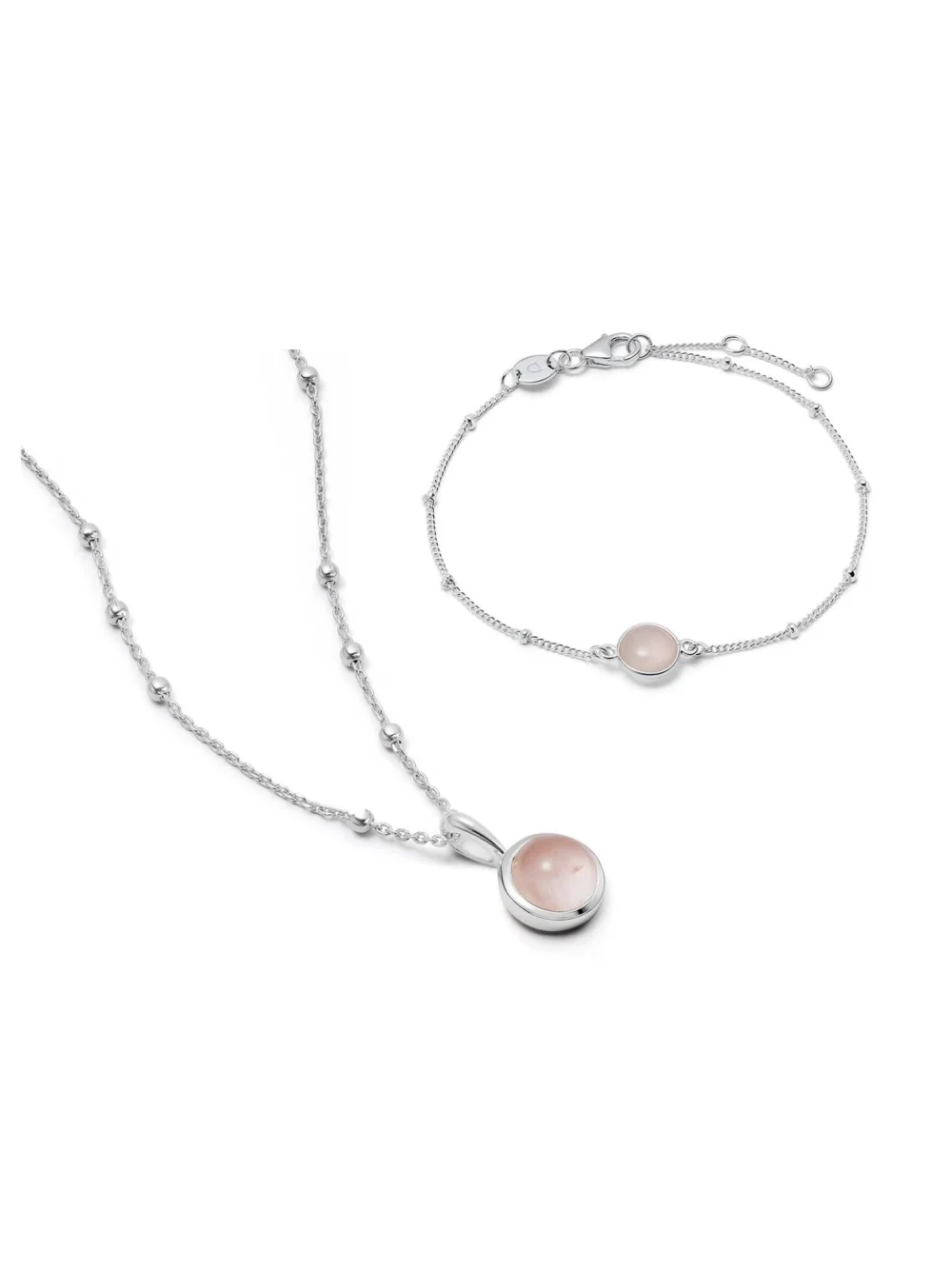 Daisy London Rose Quartz Layering Set Sterling Silver