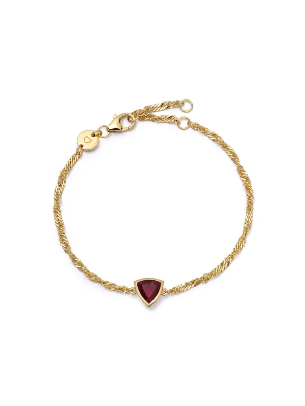 Daisy London Ruby July Birthstone Charm Bracelet 18ct Gold Plate