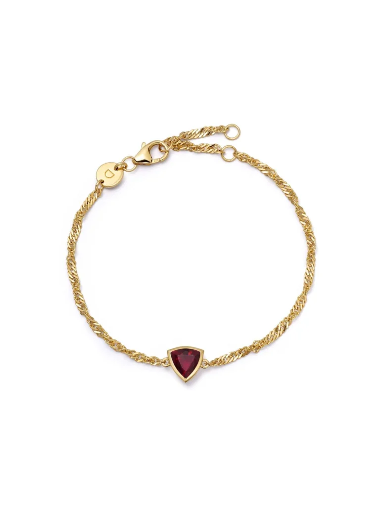 Daisy London Ruby July Birthstone Charm Bracelet 18ct Gold Plate