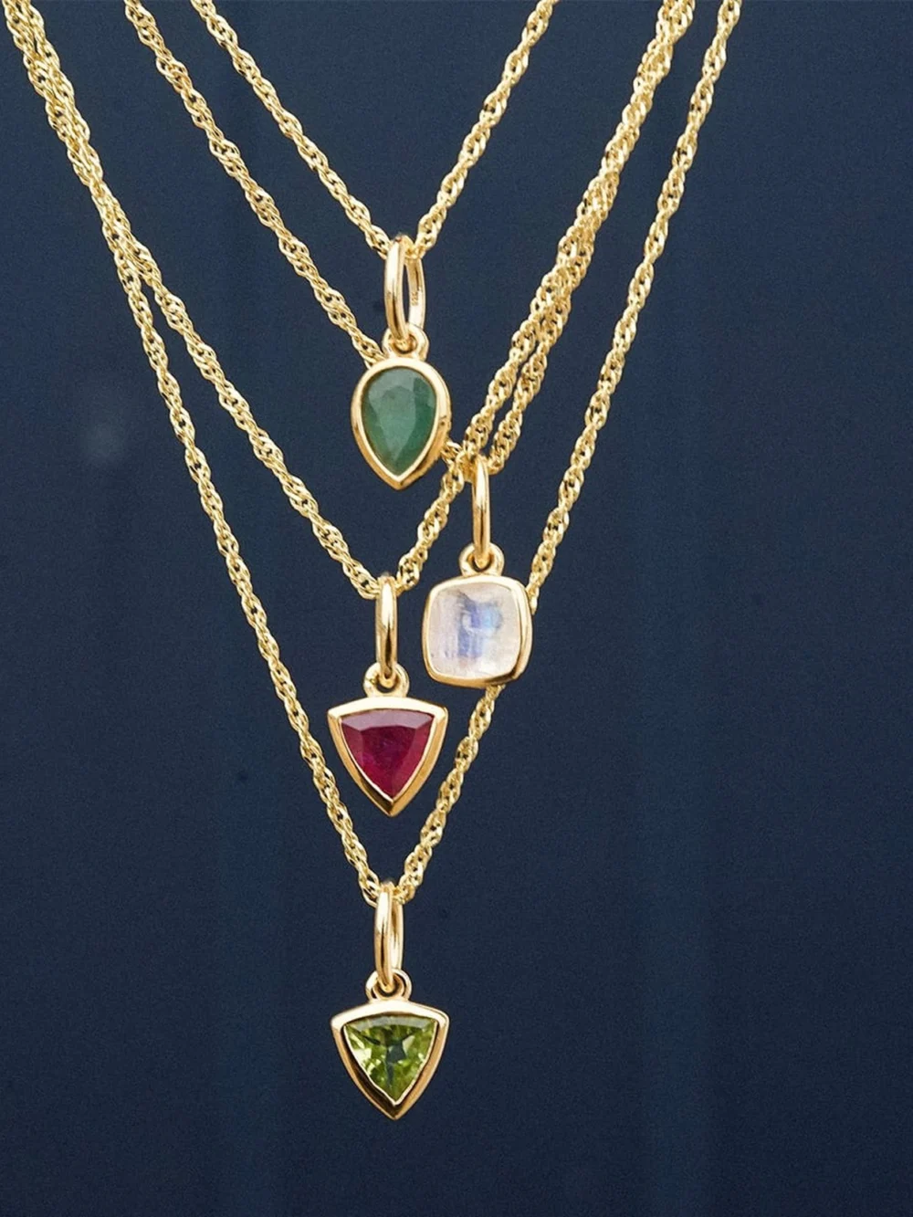 Daisy London Ruby July Birthstone Charm Necklace 18ct Gold Plate, view 4