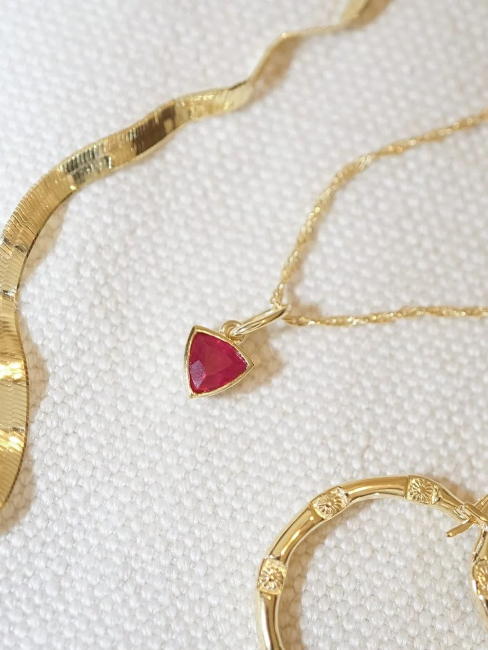 Daisy London Ruby July Birthstone Charm Pendant 18ct Gold Plate, view 2