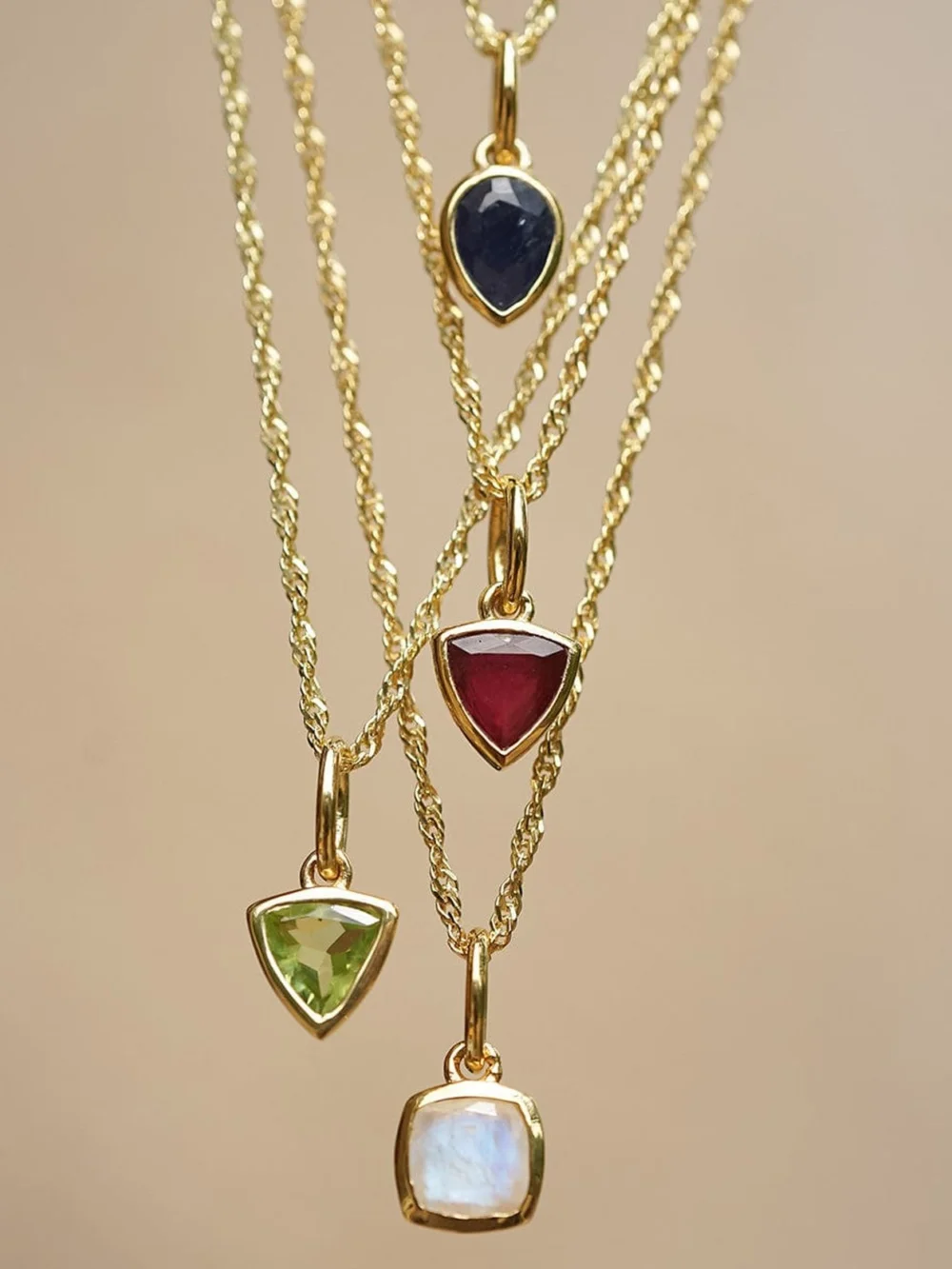 Daisy London Ruby July Birthstone Charm Pendant 18ct Gold Plate, view 4