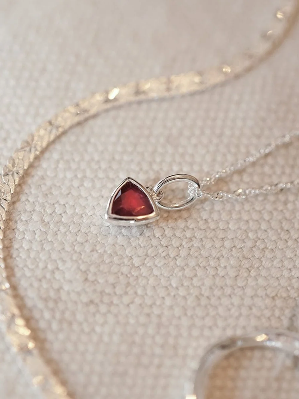 Daisy London Ruby July Birthstone Charm Pendant Sterling Silver, view 2