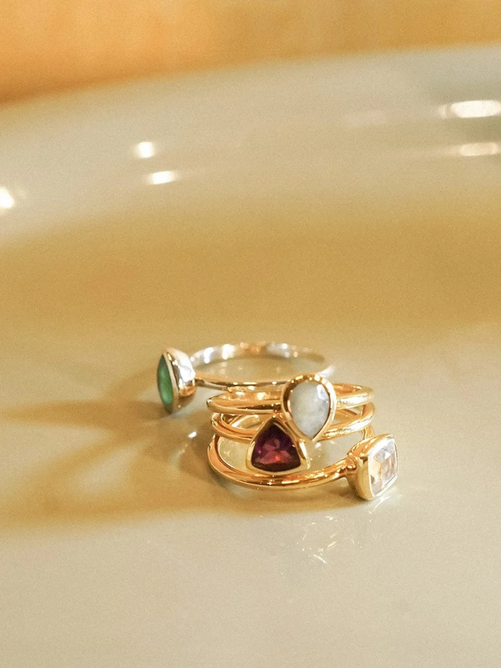Daisy London Ruby July Birthstone Ring 18ct Gold Plate, view 3