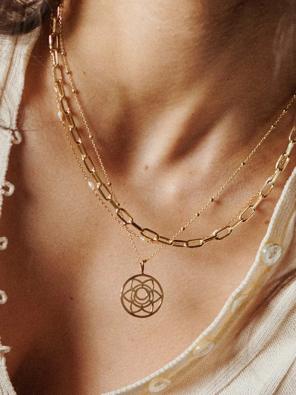 Daisy London Sacral Chakra Necklace 18ct Gold Plate, view 3