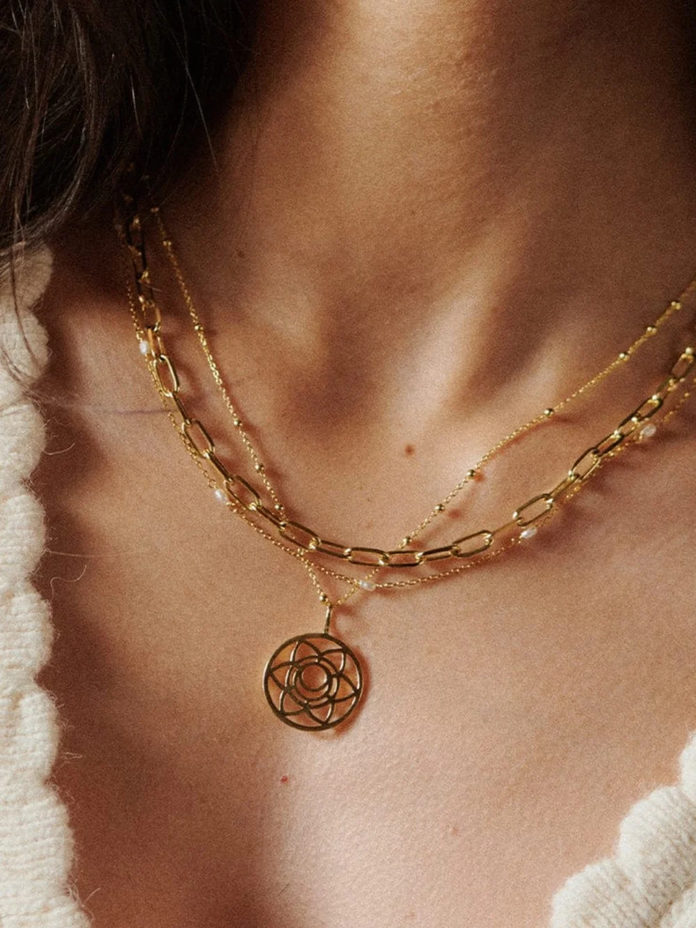 Daisy London Sacral Chakra Necklace 18ct Gold Plate, view 4