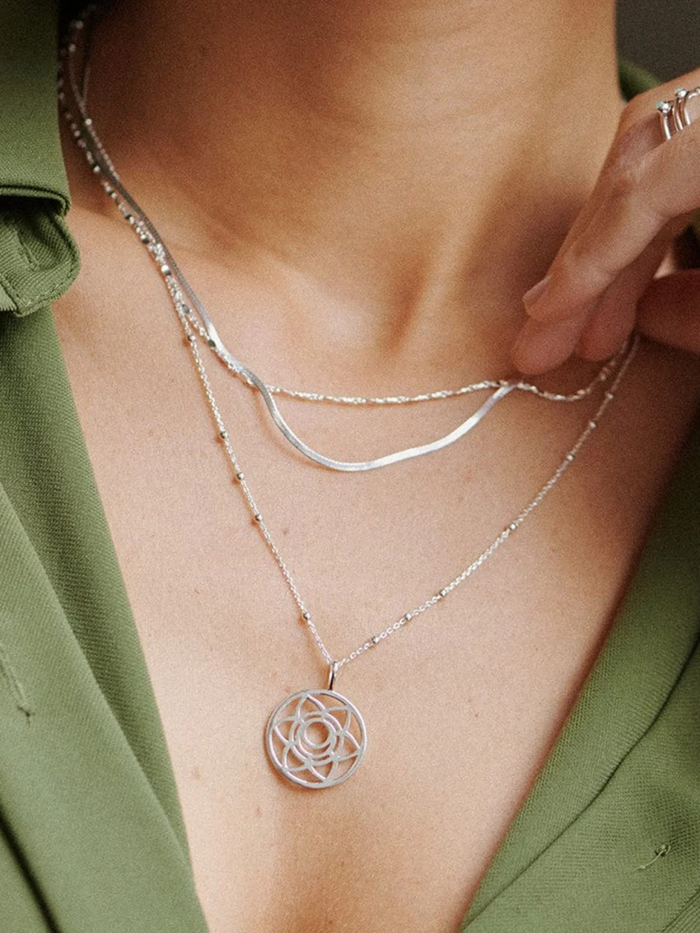 Daisy London Sacral Chakra Necklace Sterling Silver, view 4