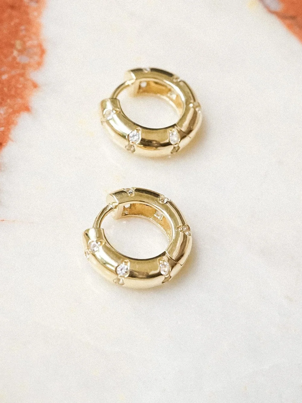 Daisy London Sapphire Hoop Earrings 9ct Solid Gold, view 3