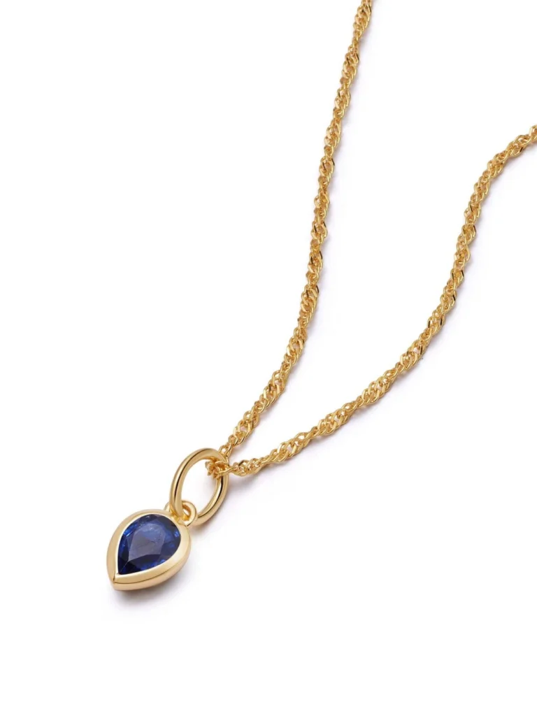 Daisy London Sapphire September Birthstone Charm Necklace 18ct Gold Plate