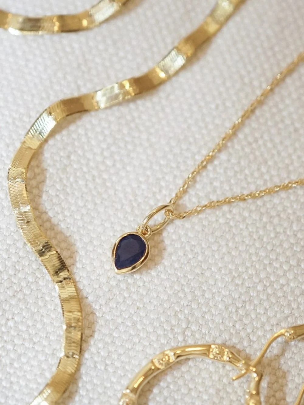 Daisy London Sapphire September Birthstone Charm Necklace 18ct Gold Plate, view 3
