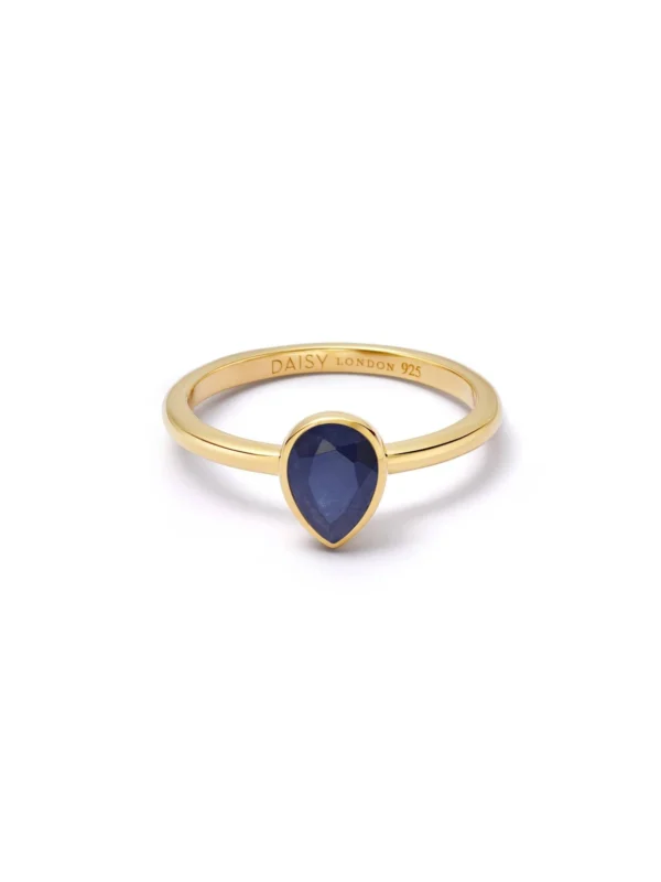 Daisy London Sapphire September Birthstone Ring 18ct Gold Plate
