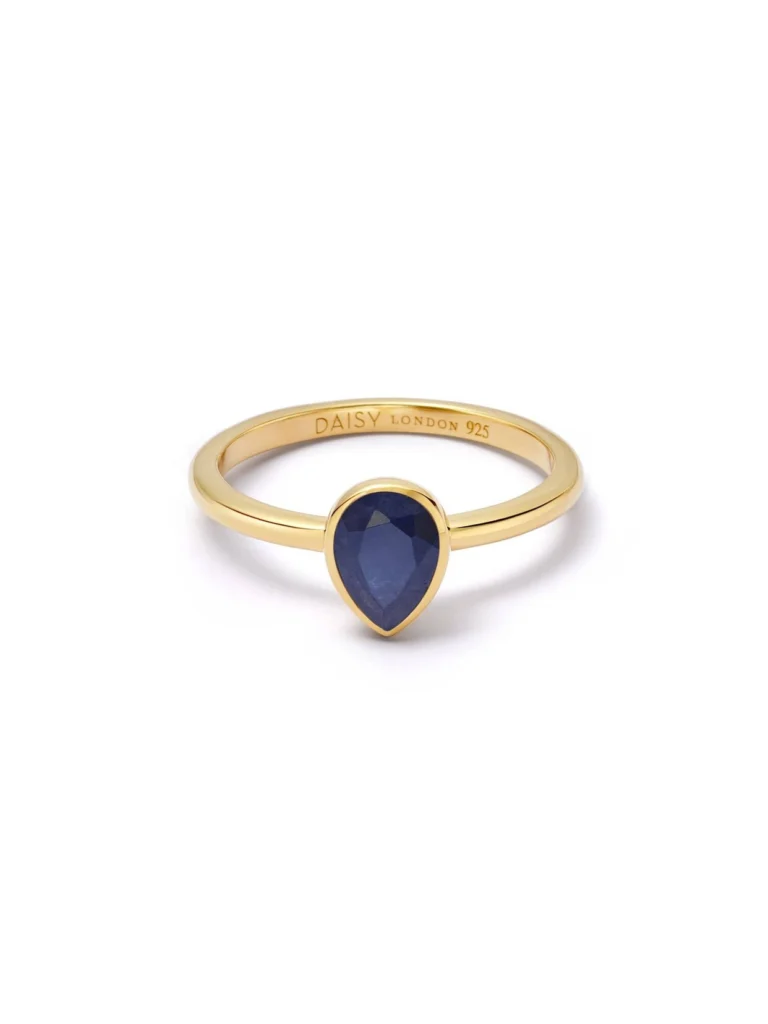 Daisy London Sapphire September Birthstone Ring 18ct Gold Plate