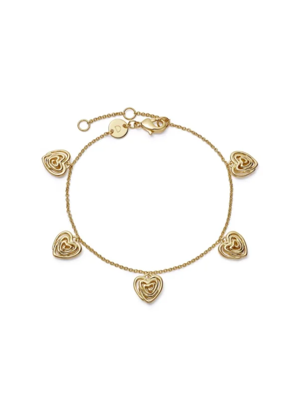 Daisy London Scribble Heart Charm Bracelet 18ct Gold Plate