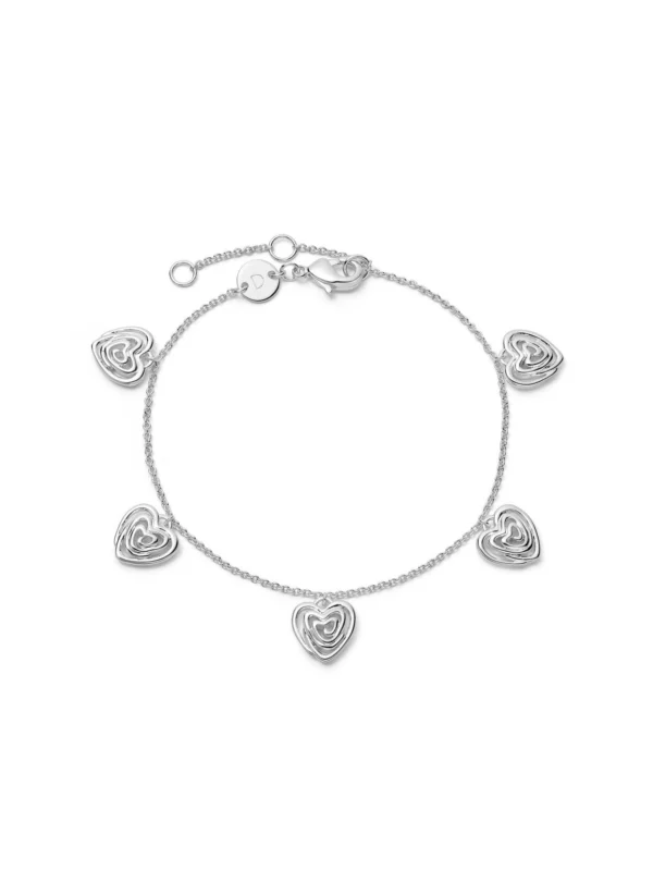 Daisy London Scribble Heart Charm Bracelet Silver Plate