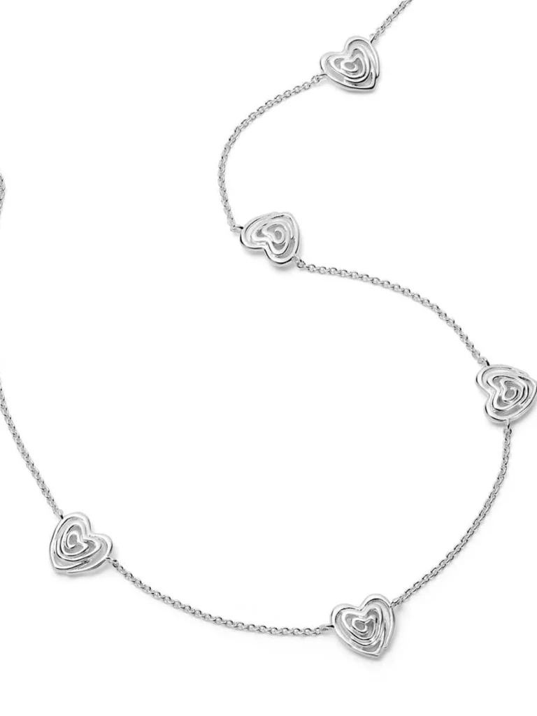 Daisy London Scribble Heart Charm Necklace Silver Plate