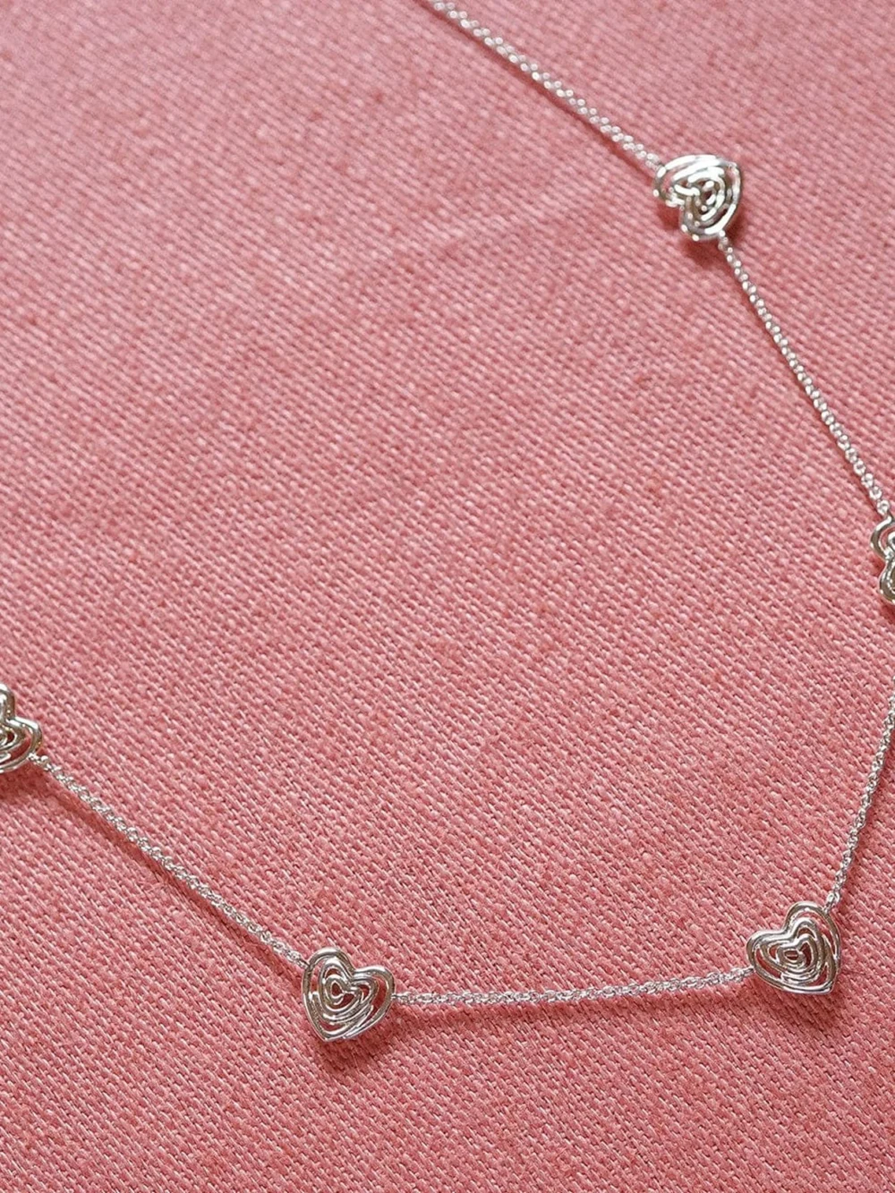 Daisy London Scribble Heart Charm Necklace Silver Plate, view 2