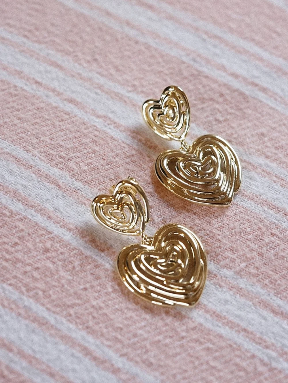 Daisy London Scribble Heart Drop Earrings 18ct Gold Plate, view 5