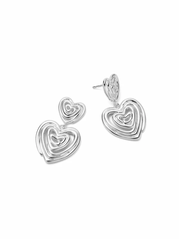 Daisy London Scribble Heart Drop Earrings Silver Plate