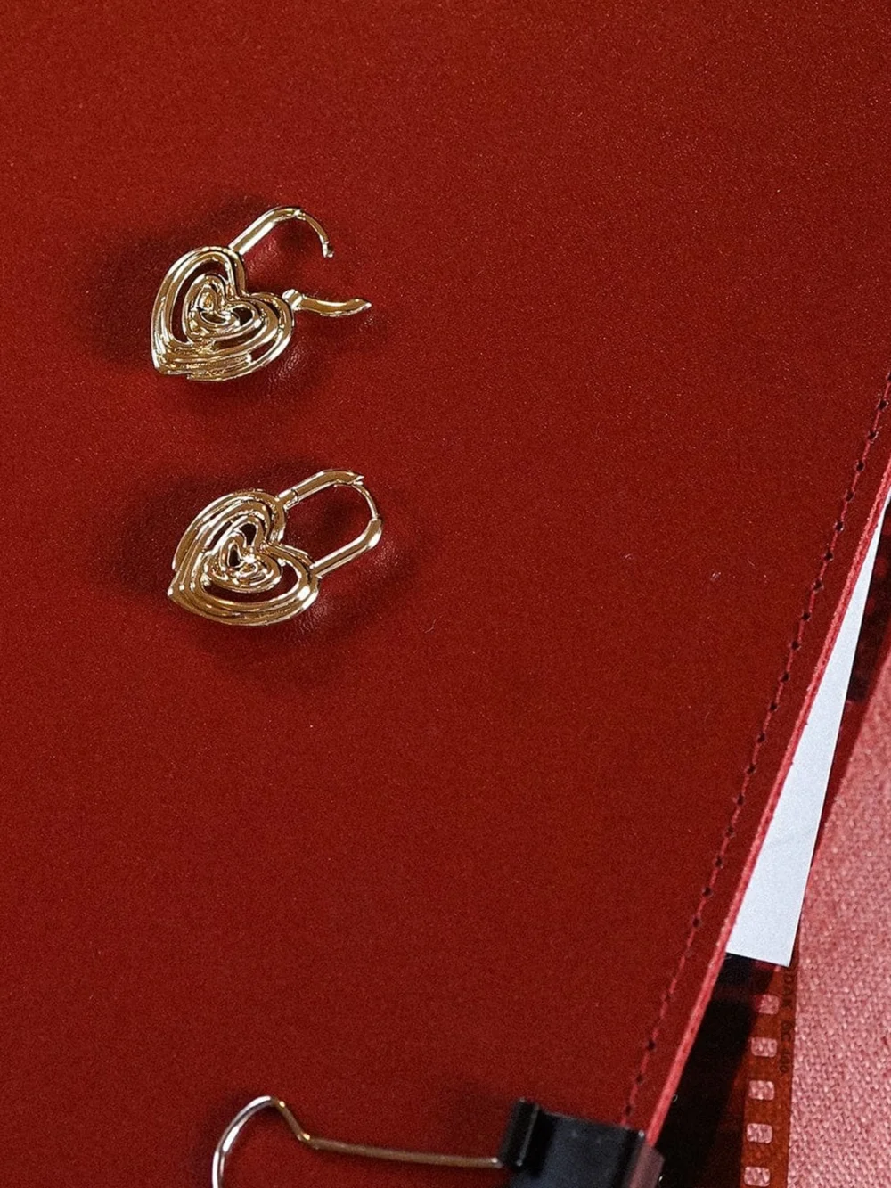 Daisy London Scribble Heart Lock Drop Earrings 18ct Gold Plate, view 5