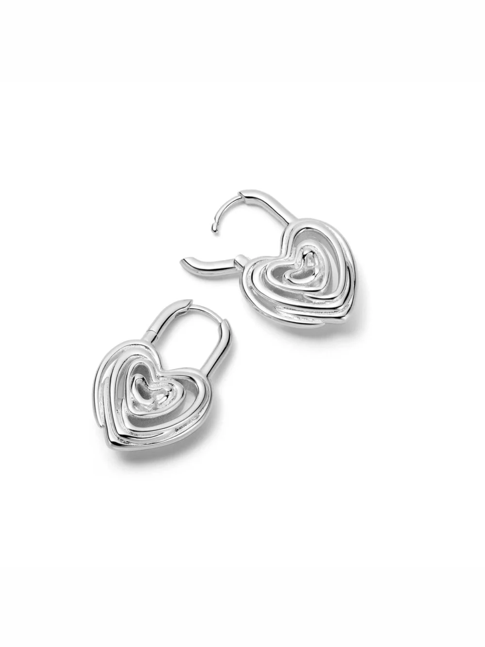 Daisy London Scribble Heart Lock Drop Earrings Silver Plate