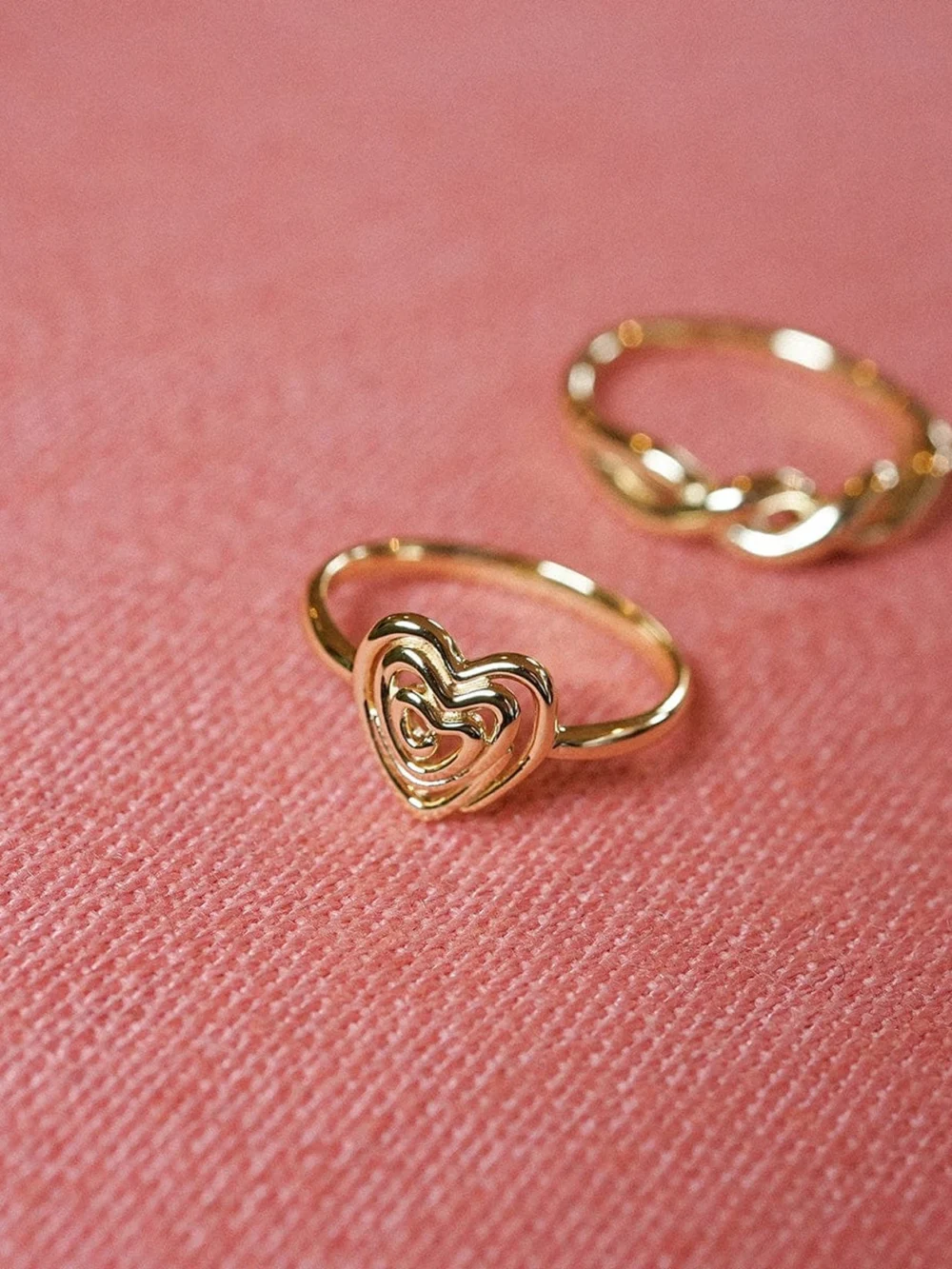 Daisy London Scribble Heart Ring 18ct Gold Plate, view 2