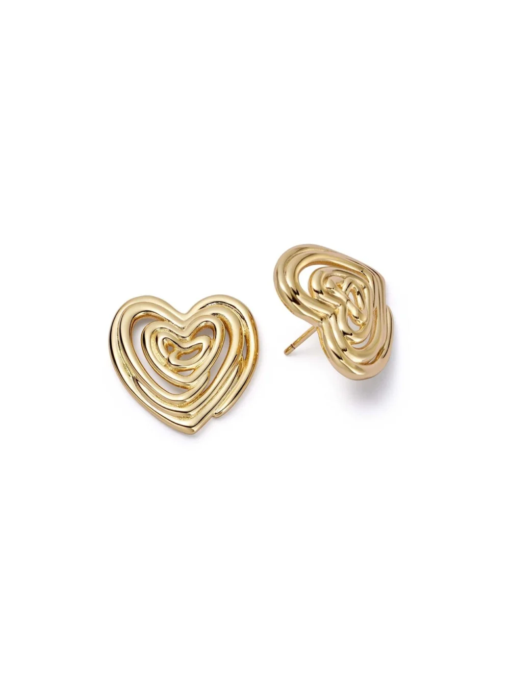 Daisy London Scribble Heart Stud Earrings 18ct Gold Plate
