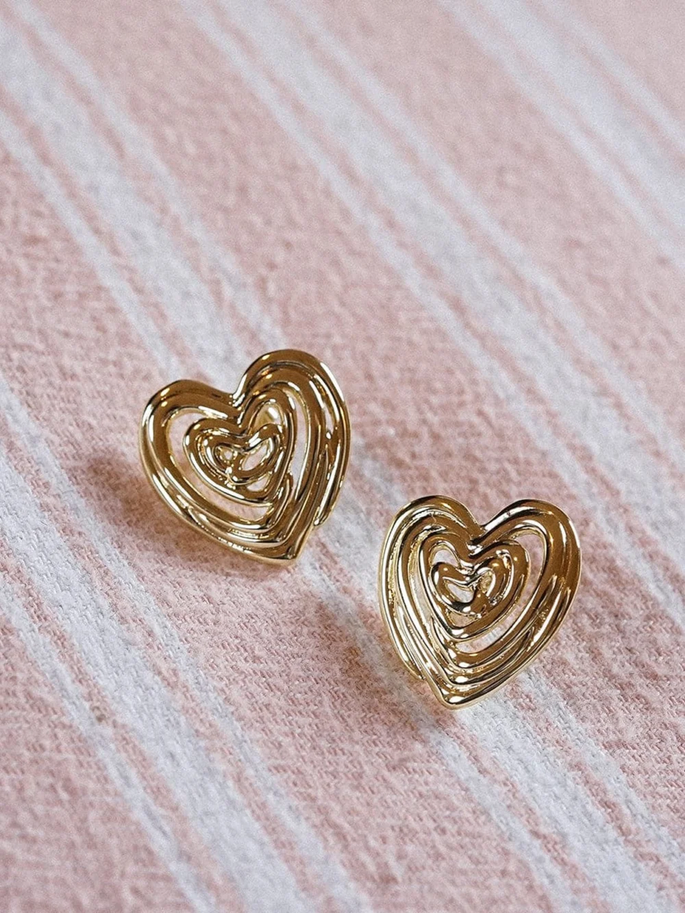 Daisy London Scribble Heart Stud Earrings 18ct Gold Plate, view 5