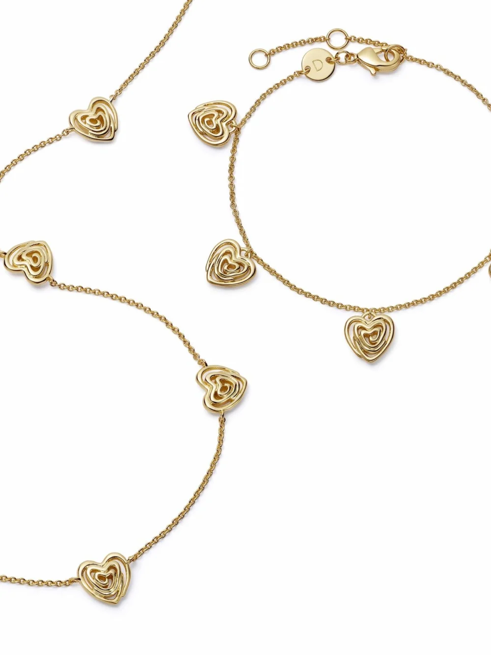 Daisy London Scribble Hearts Charm Layering Set 18ct Gold Plate