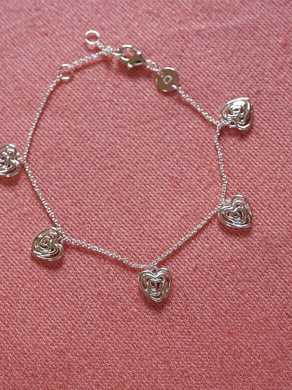 Daisy London Scribble Hearts Charm Layering Set Silver Plate, view 3
