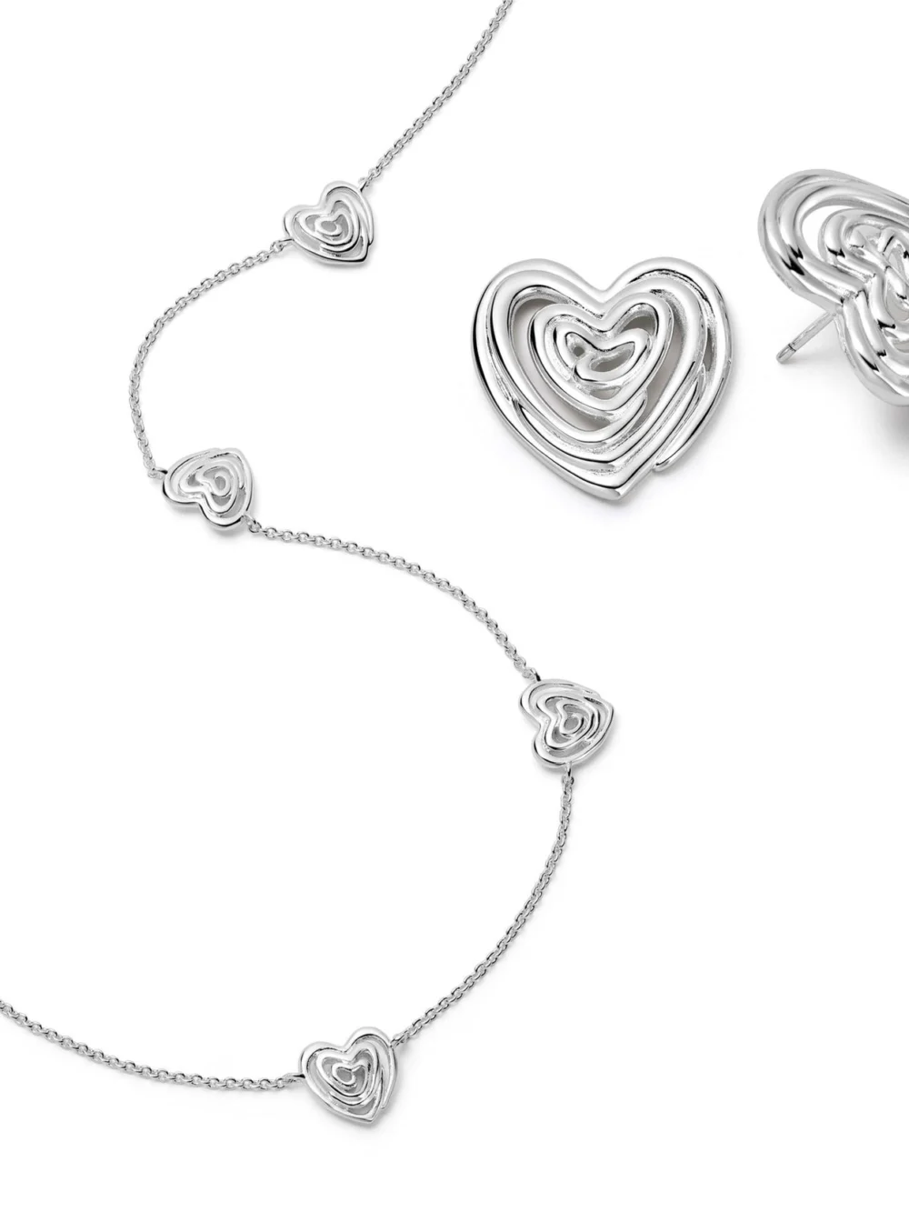 Daisy London Scribble Hearts ‘Drawn to You' Layering Set Silver Plate