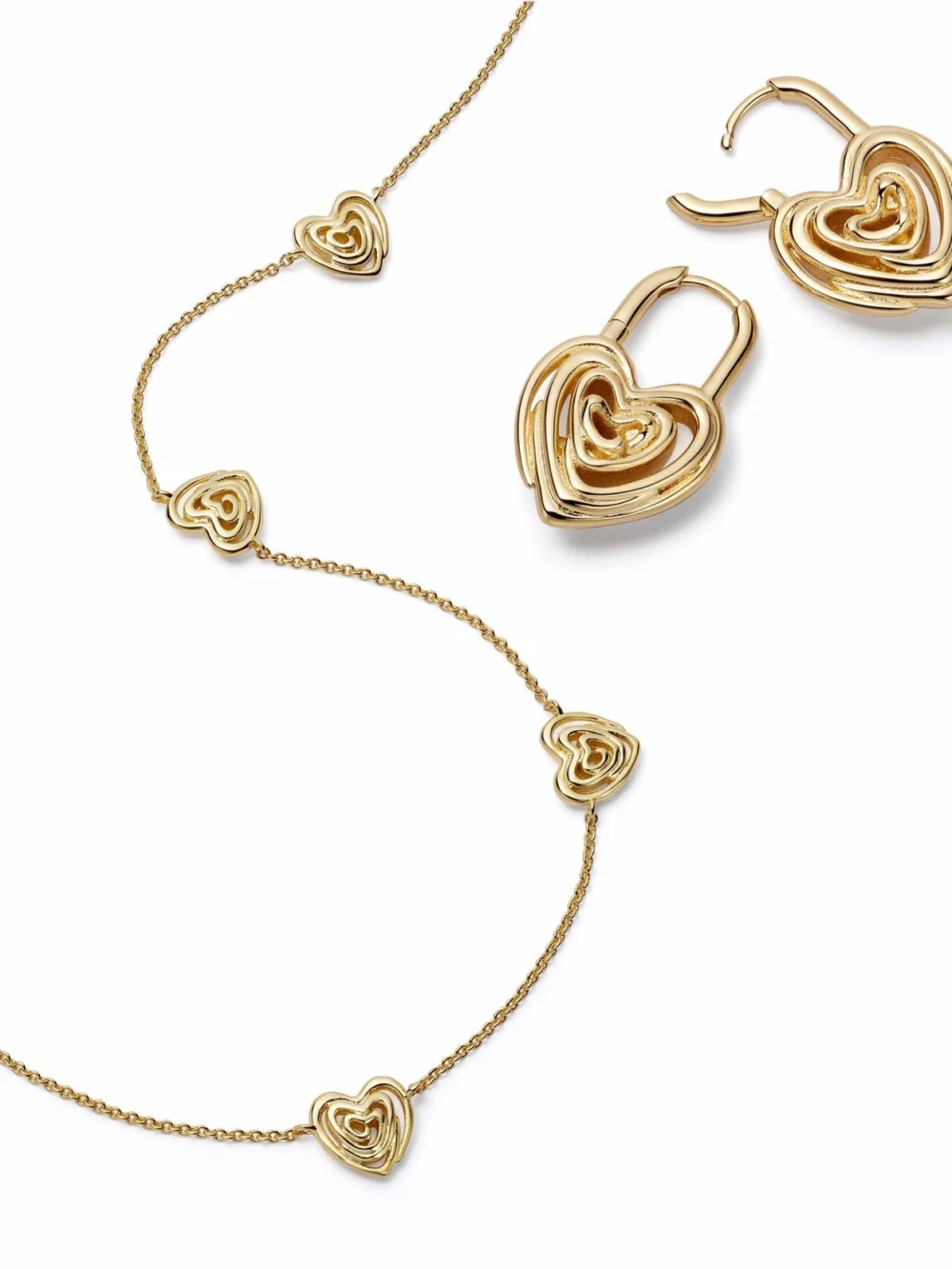 Daisy London Scribble Hearts 'Locked In' Layering Set 18ct Gold Plate