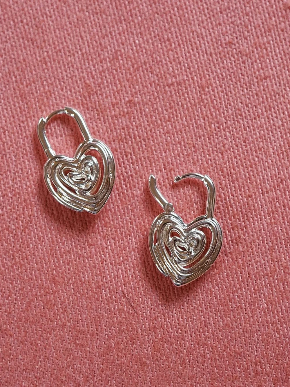 Daisy London Scribble Hearts 'Locked In' Layering Set Silver Plate, view 3