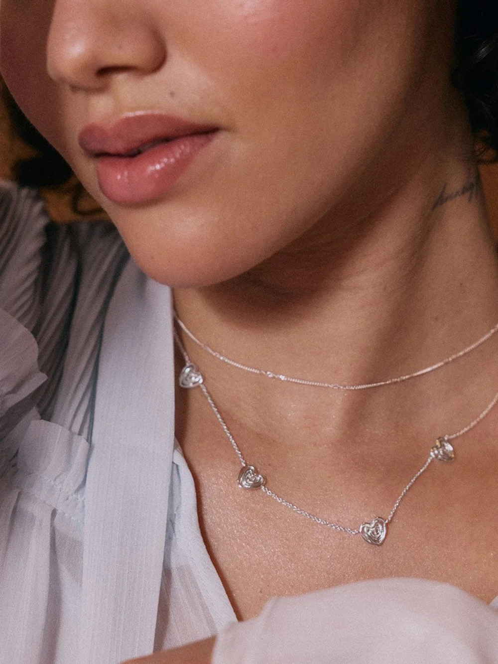 Daisy London Scribble Hearts 'Locked In' Layering Set Silver Plate, view 6