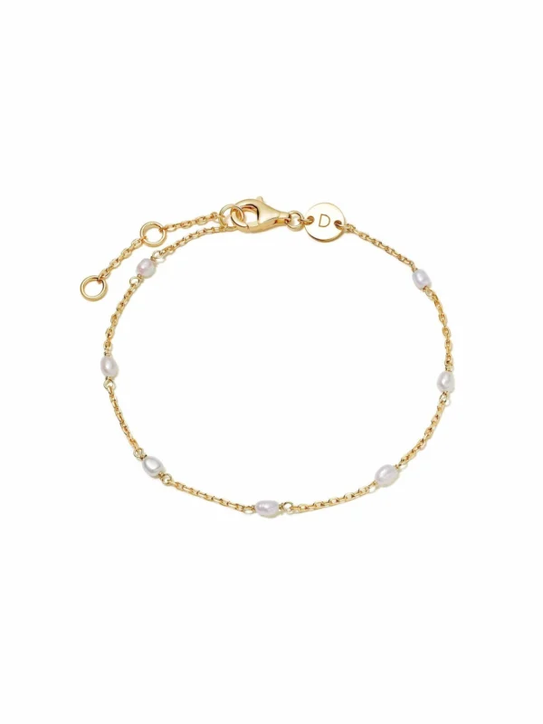 Daisy London Seed Pearl Chain Bracelet 18ct Gold Plate