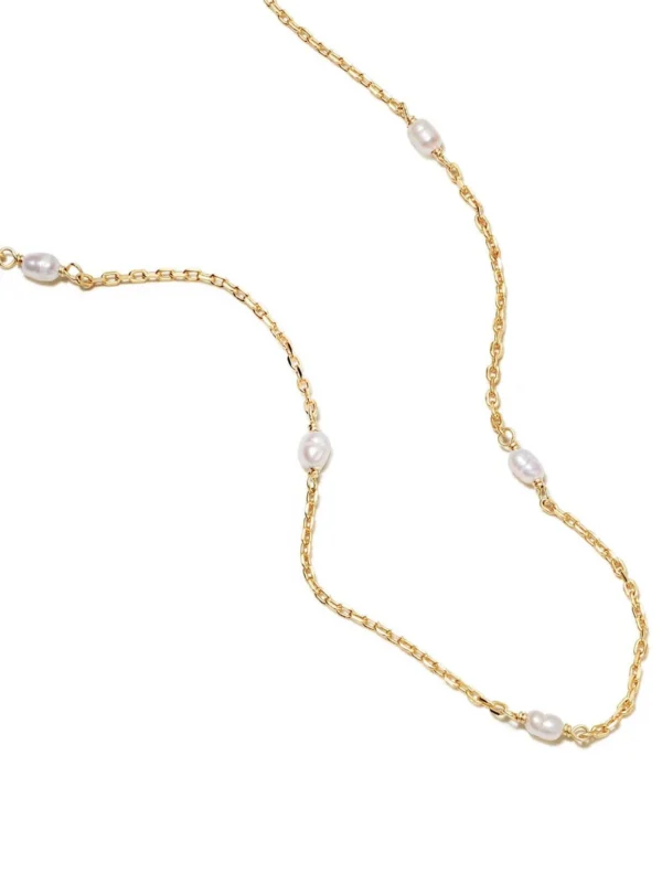 Daisy London Seed Pearl Chain Necklace 18ct Gold Plate