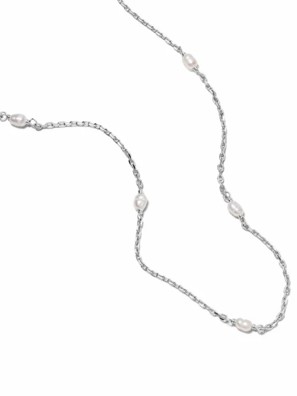 Daisy London Seed Pearl Chain Necklace Sterling Silver