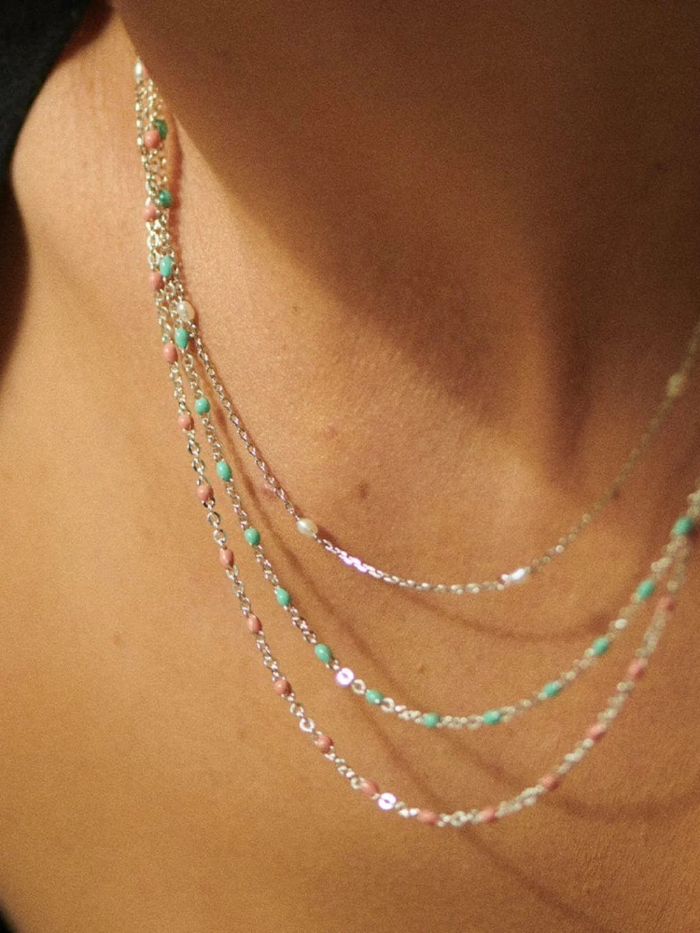 Daisy London Seed Pearl Chain Necklace Sterling Silver, view 2