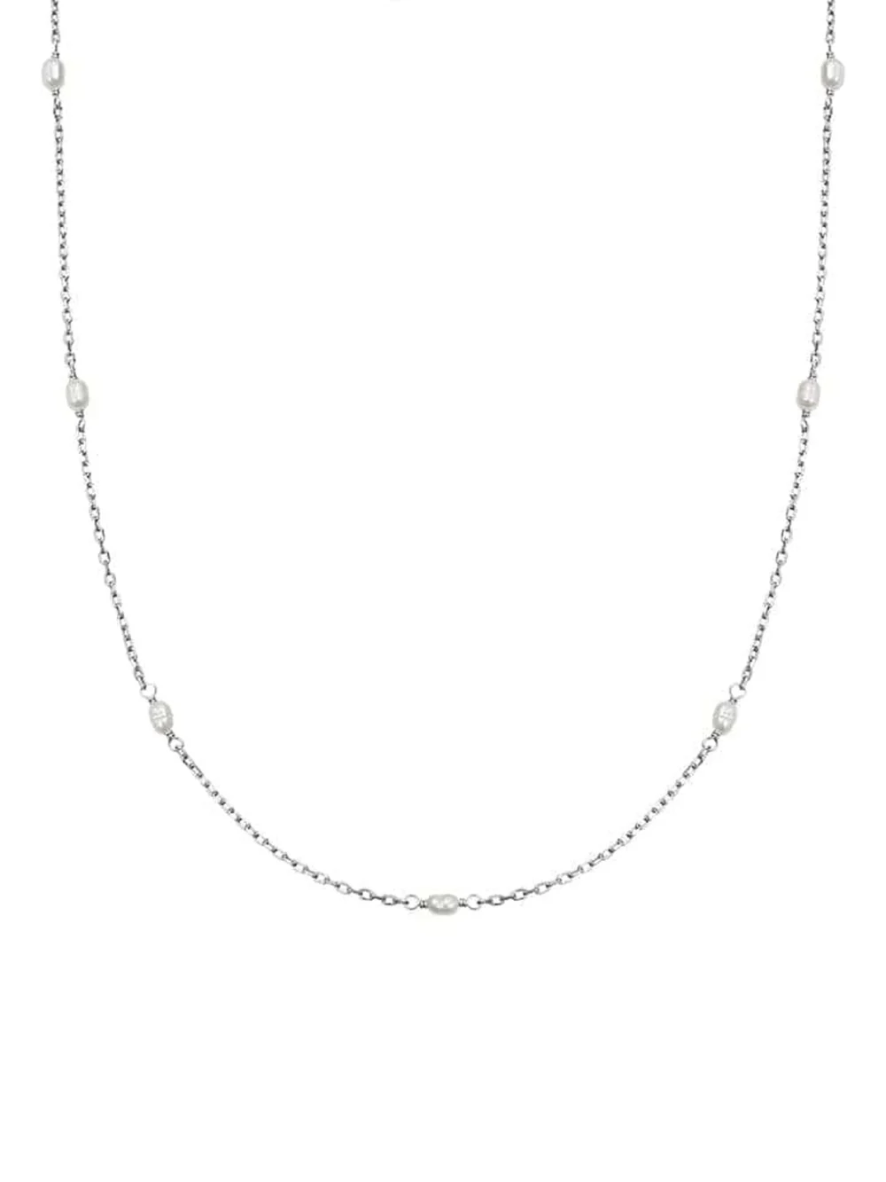 Daisy London Seed Pearl Chain Necklace Sterling Silver, view 5