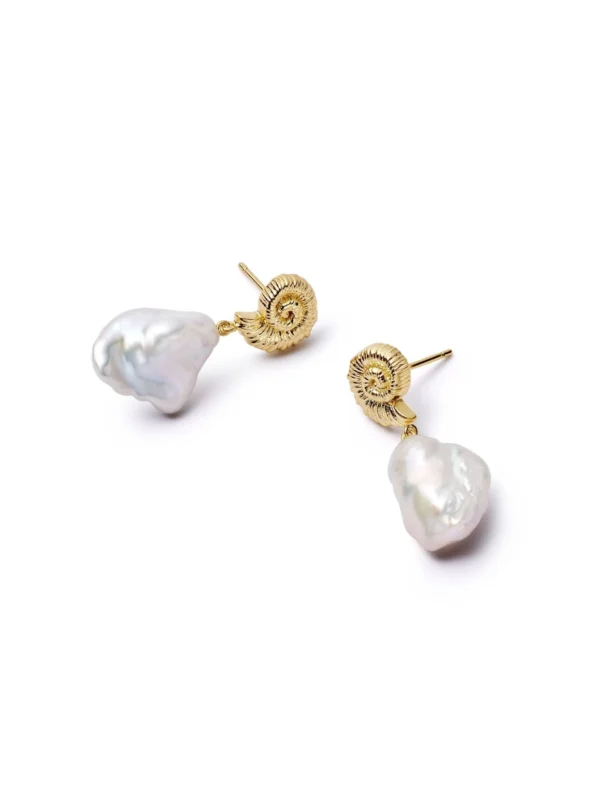 Daisy London Shell Baroque Pearl Drop Earrings 18ct Gold Plate