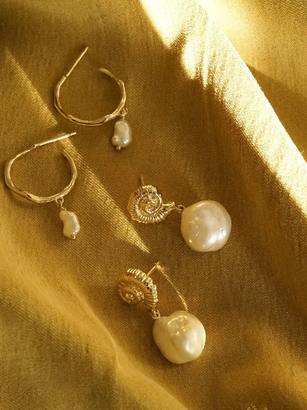 Daisy London Shell Baroque Pearl Drop Earrings 18ct Gold Plate, view 5