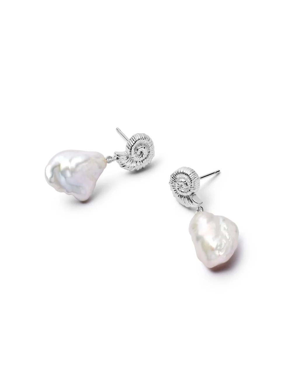 Daisy London Shell Baroque Pearl Drop Earrings Sterling Silver
